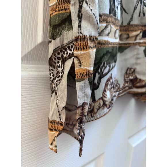 Alfred Dunner Animal Safari Print Button Up Short Sleeve Top Plus Size 16 USA - Picture 5 of 10